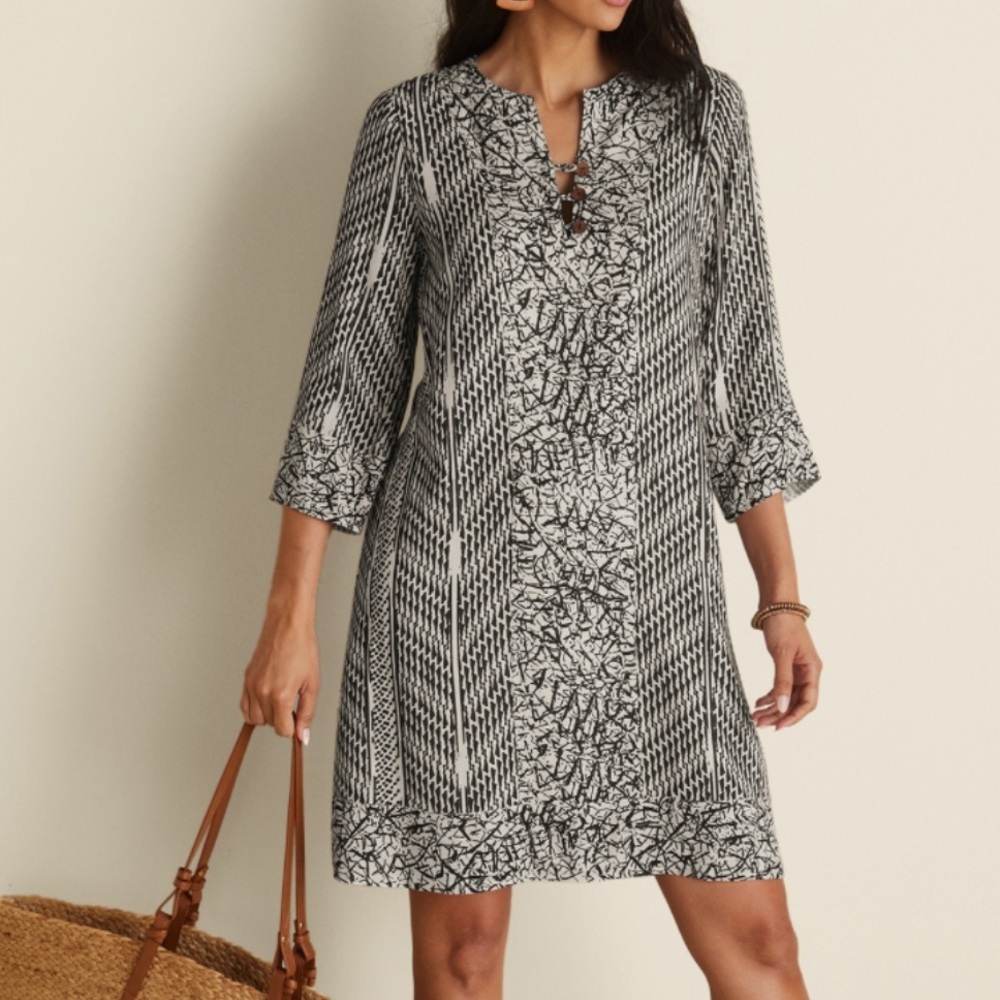 Soft Surroundings Raven Dress Black & White Abstract Print, size small